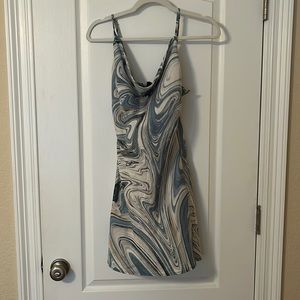 marble spaghetti strap dress